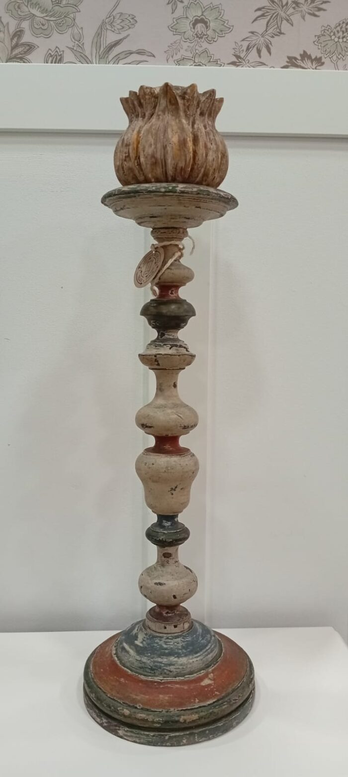 CANDELABRO MADERA POLICROMADO - Imagen 2