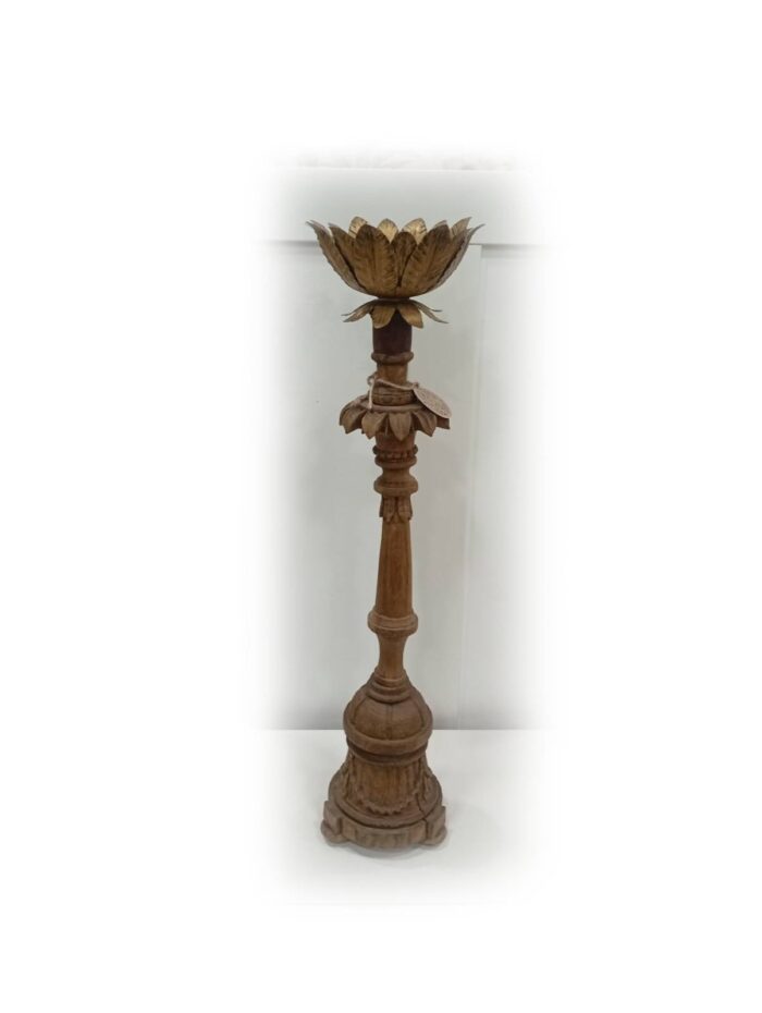 CANDELABRO MADERA Y LATON
